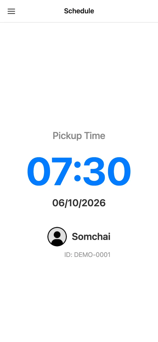 DDash Passenger home screen (next pickup time and your driver)