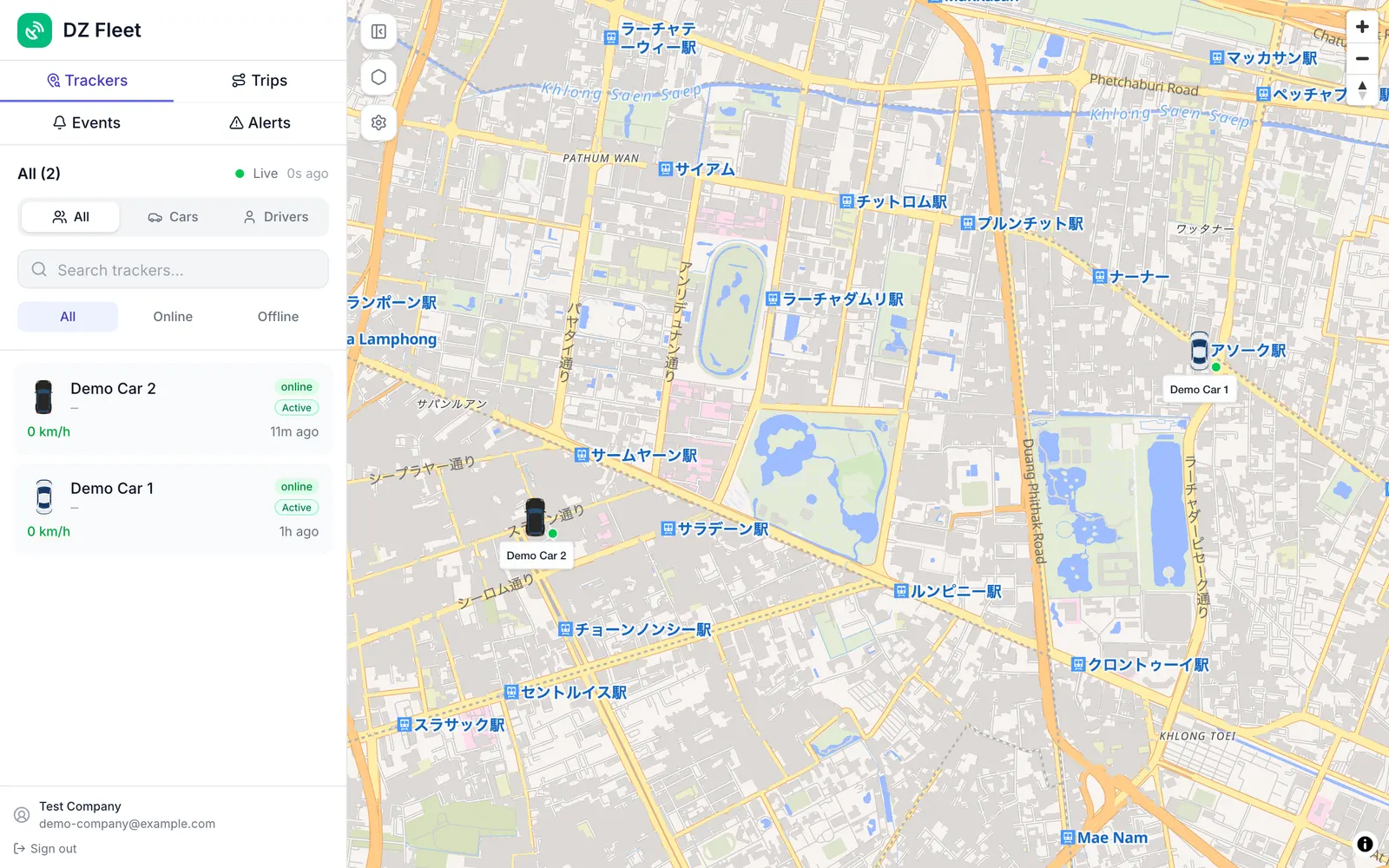 企業ご担当者向けの Live Map 画面